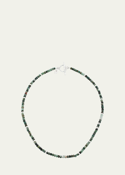 Jan Leslie Men's Emerald Beaded Necklace With Sterling Silver Spacers