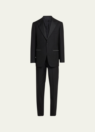 Cesare Attolini Men's 150s Wool Grosgrain Tuxedo In D32-black