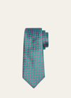 Charvet Men's Silk Micro-geometric Tie In 13 Nvy