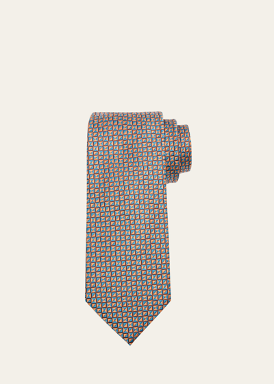 Charvet Men's Silk Micro-geometric Tie In Orange
