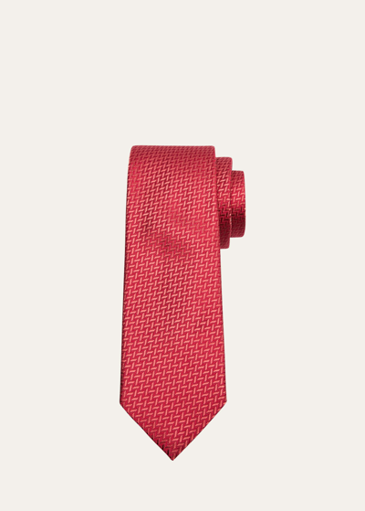 Charvet Men's Silk Geometric Jacquard Tie In 13 Red