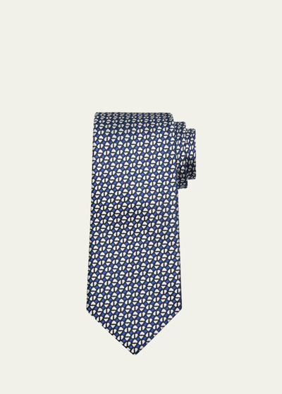 Charvet Men's Silk Geometric Jacquard Tie In 9 Nvy