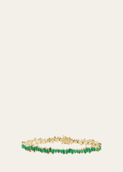 Suzanne Kalan 18k Yellow Gold Baguette Emerald Tennis Bracelet In 18k Yg Flexible T