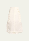 Sacai Cargo Nylon Pleat-back Midi Skirt In Off White