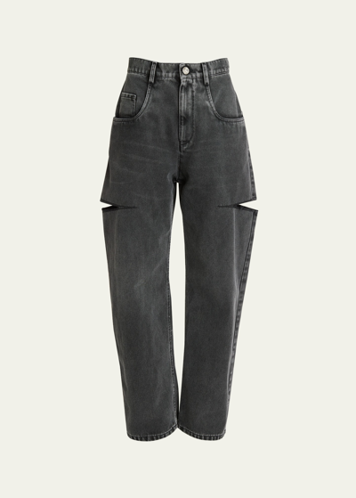 Maison Margiela Slit Denim Pants In Black/deni