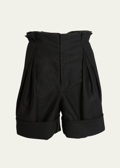 Maison Margiela Pleated Cuff Shorts In Black