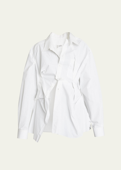 Maison Margiela Twisted Raw-cut Button Down Cotton Shirt In White