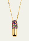 Elior 18k Yellow Gold Large Diamond Pill Pendant With Multicolor Sapphires In Multi