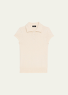 Theory Cap-sleeve Cotton And Merino Wool Polo Top In Off White