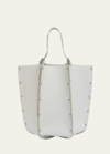 Chloé Carmela Spike Studded Tote Bag In Grained Calfskin In White