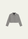 THEORY CHECK WOOL-BLEND CROP JACKET