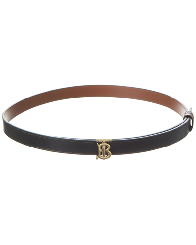 Burberry Tb Reversible Leather Belt In Black