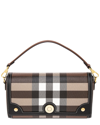 BURBERRY BURBERRY TOP HANDLE NOTE E-CANVAS & LEATHER SHOULDER BAG