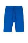 Hugo Boss Cotton-blend Pyjama Shorts With Embroidered Logo In Blue