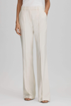 Reiss Cream Petite Flared Suit Trousers In Cream