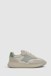 REISS EMMETT - PISTACHIO/WHITE LEATHER SUEDE RUNNING TRAINERS, UK 9 EU 43