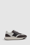 Reiss Finley Leather Low-top Trainers In Charcoal