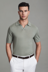 Reiss Duchie Short Sleeve Open Collar Merino Polo Shirt In Pistachio