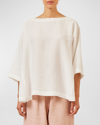 Eskandar Silk Scoop-neck Tunic In White