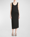 Vince Side-drape Jersey Midi Skirt In Black