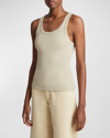 VINCE SCOOP-NECK RIBBED TANK TOP