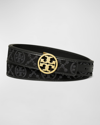 TORY BURCH MILLER T-MONOGRAM MIXED-MEDIA BELT