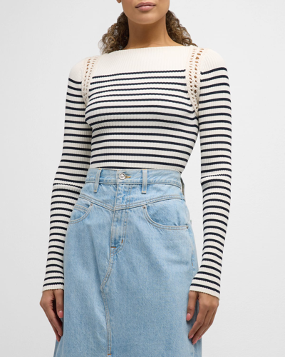 A.L.C ISA STRIPED LONG-SLEEVE KNIT TOP