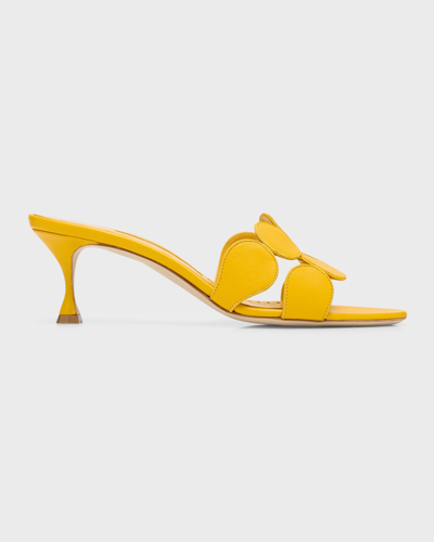 Manolo Blahnik Haribalmu Leather Slide Sandals In Yellow