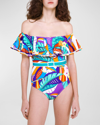 PAOLITA TROPICANA BIANCA BELTED ONE-PIECE SWIMSUIT