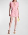 Balmain Vichy Tweed Cropped Jacket In Ok/pkbeige