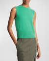 Vince Wool Cashmere Crewneck Shell Top In Dk Parakeet