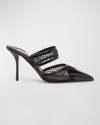Alaïa La Coeur 90 Mesh And Patent-leather Mules In Noir