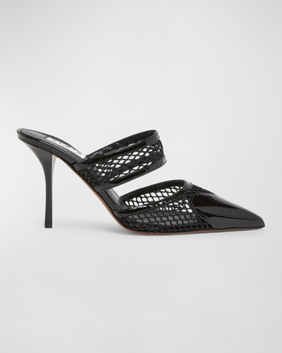 Alaïa Patent Heart-toe Stiletto Mules In Noir