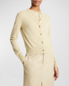 Vince Wool Cashmere Shank-button Cardigan In Thyme