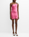 Stella Mccartney Pink Flabella Crystal Mini Dress In Bright Pink