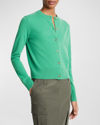 Vince Wool Cashmere Shank-button Cardigan In Dk Parakeet