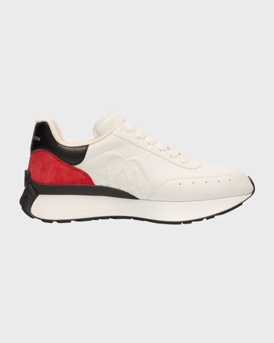 Alexander Mcqueen Men's Sprint Runner Sneakers In Bianco