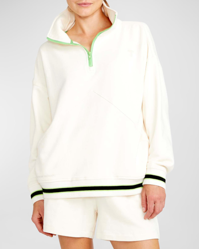 Terez Sugar Swizzle Colourblock 1/4-zip Sweatshirt In White