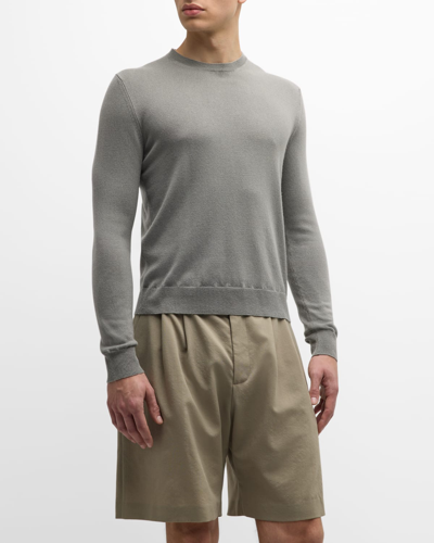 Iris Von Arnim Men's Stonewashed Cashmere Crewneck Sweater In Sage