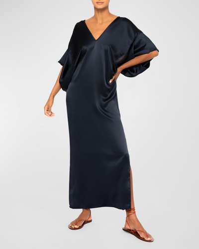 Jaline Beatriz Silk Maxi Kaftan In Blue