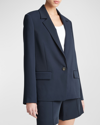 Vince Soft Suiting Single Breasted Blazer In Blue