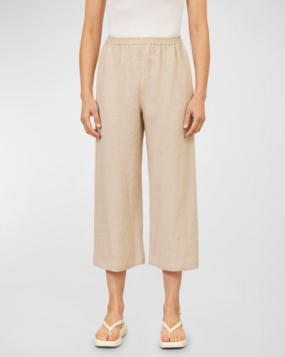 Eskandar Cropped Linen Trousers In Natural