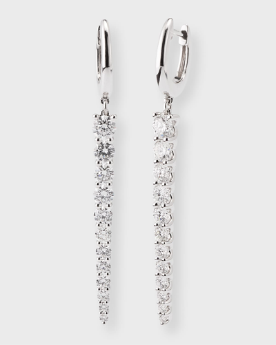 Memoire 18k White Gold Diamond Identity Drop Earrings In Metallic