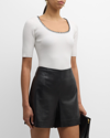 ELIE TAHARI THE VALO RIBBED WHIPSTITCH SCOOP-NECK SWEATER