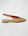 Loro Piana Rebecca Leather-trimmed Canvas Slingback Flats In Hinoki Wood Deep
