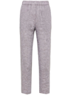 Peserico Cropped Linen Trousers In Brown
