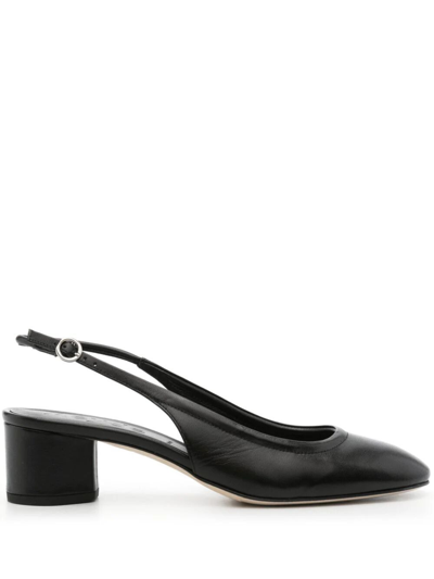 Aeyde Romy Leather Slingback Pumps In Black