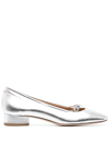 AEYDE DARYA LAMINATED NAPPA LEATHER SILVER SHOES