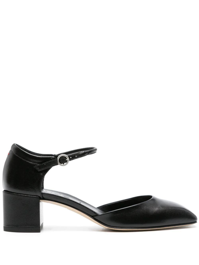 Aeyde 45mm Magda Nappa Leather Heels In Black