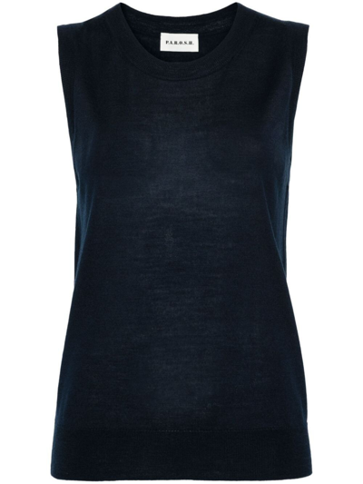 P.a.r.o.s.h Sleeveless Crew Neck Sweater In Blue